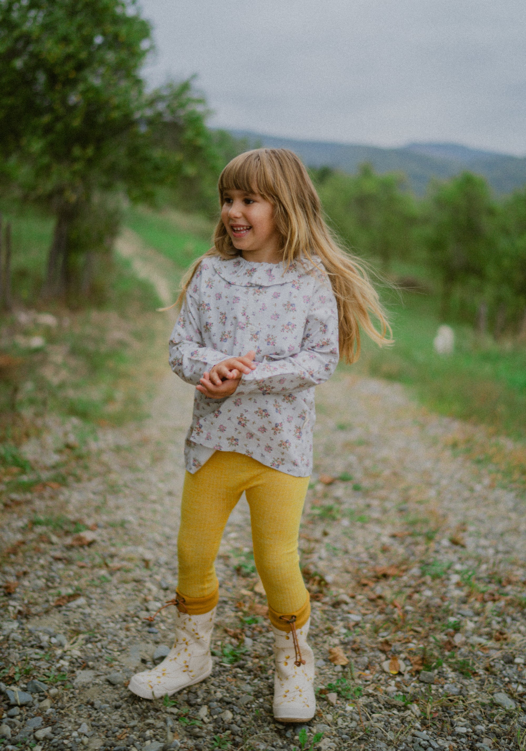 Cămașă din flanel de bumbac - Colchique Rose Gris Motif