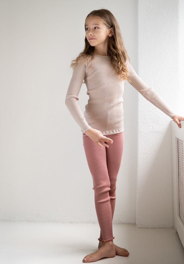 Colanți seamless lână merinos - Arona Frill Rose