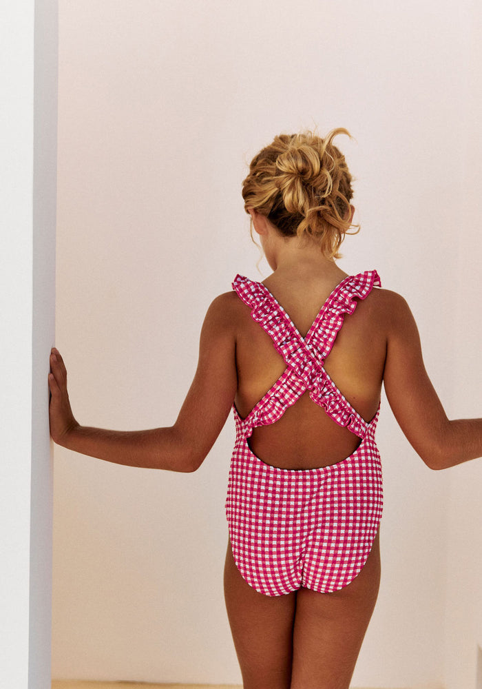 Costum baie protecție UV - Alba Vichy Fuschia