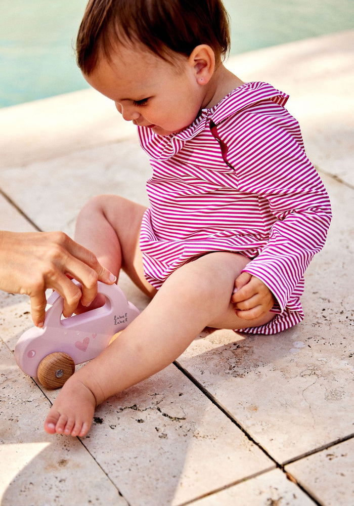 Costum baie protecție UV - Daisy Fuschia Stripe