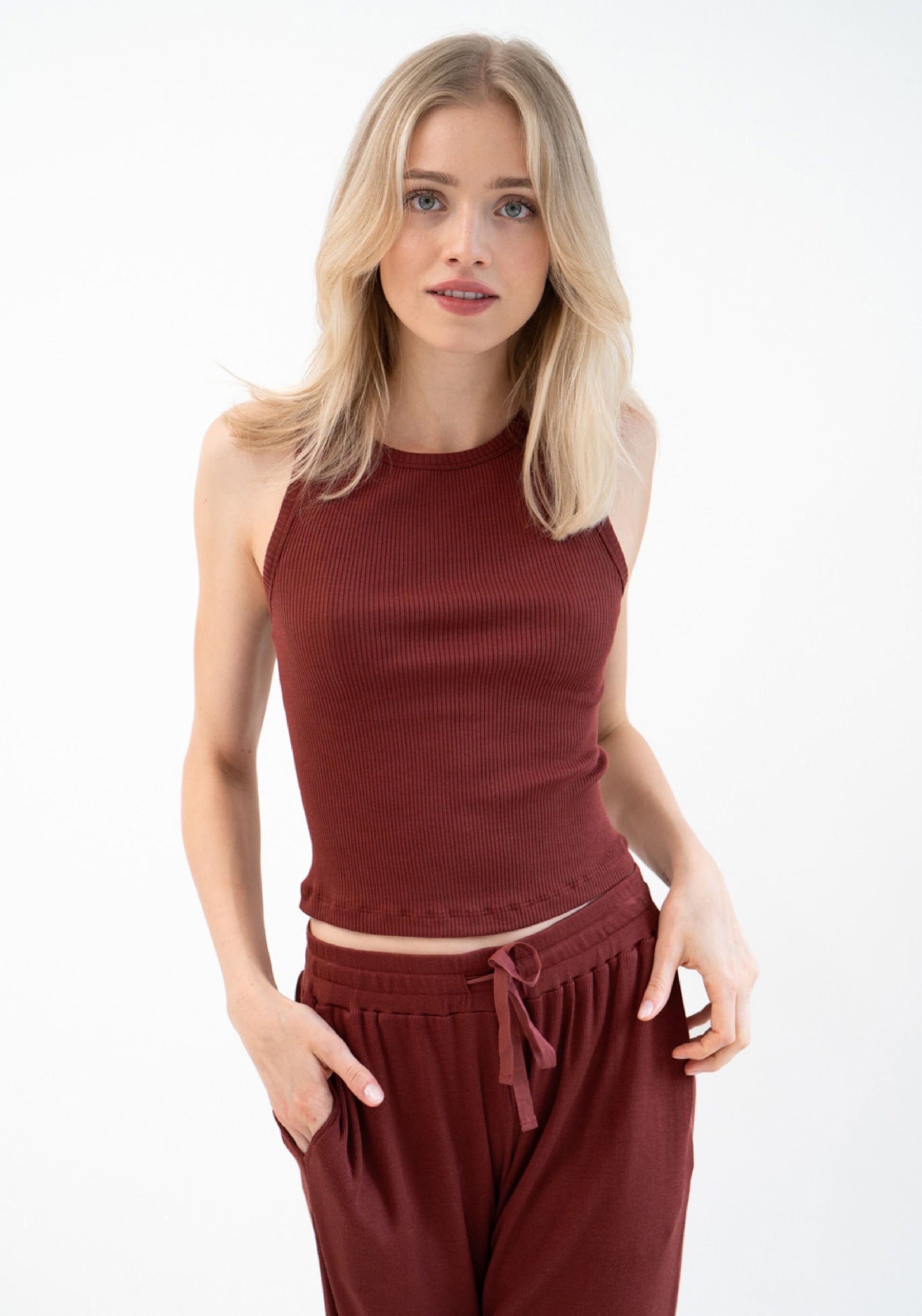 Crop top femei seamless din mătase - Geni Hibiscus