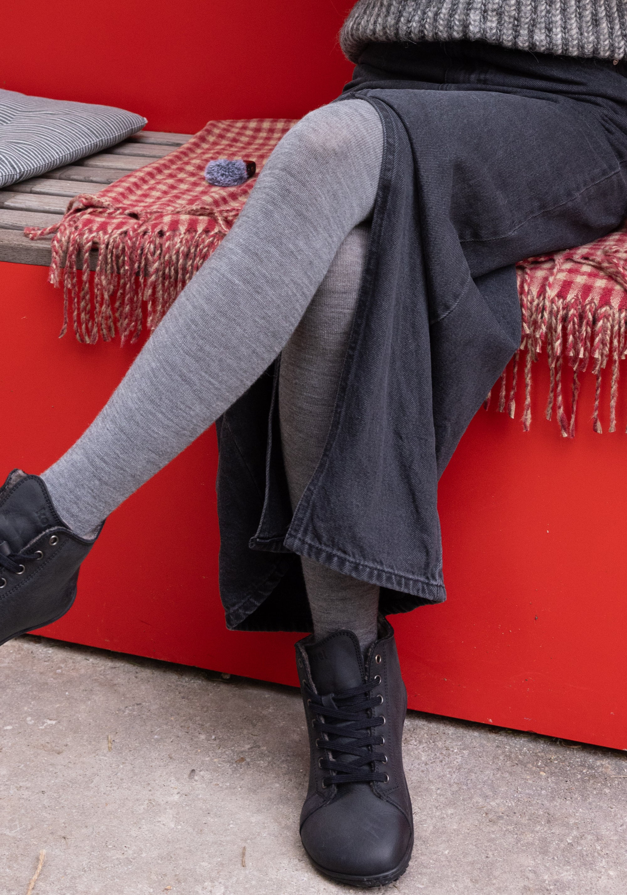 Dres femei din lână merinos și mătase - Sindy Mid Grey