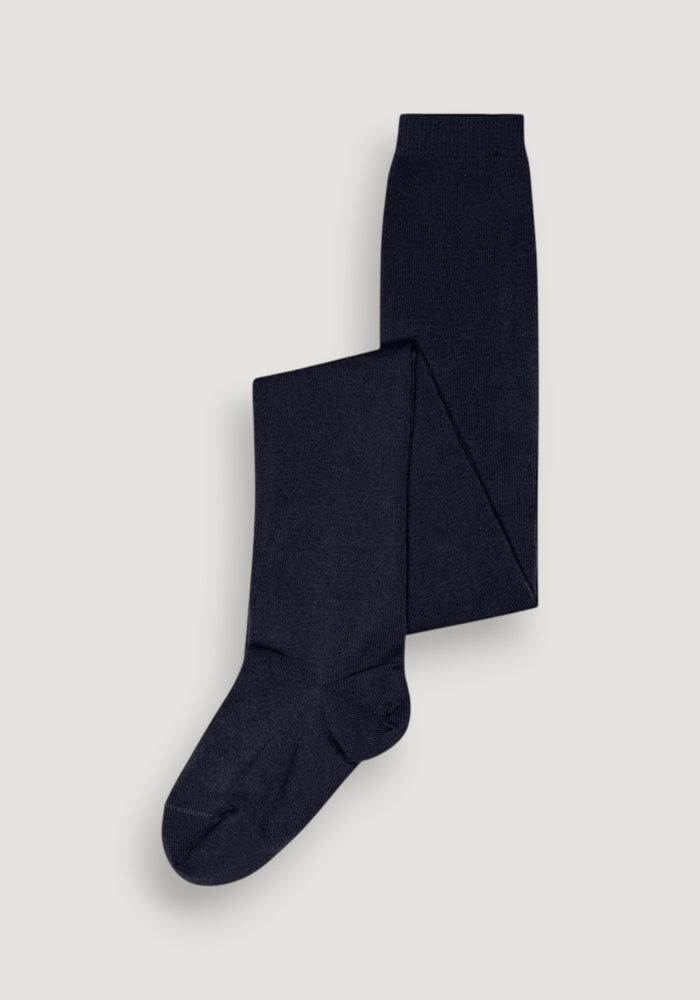 Dres Plain din lână merinos și bumbac - Navy
