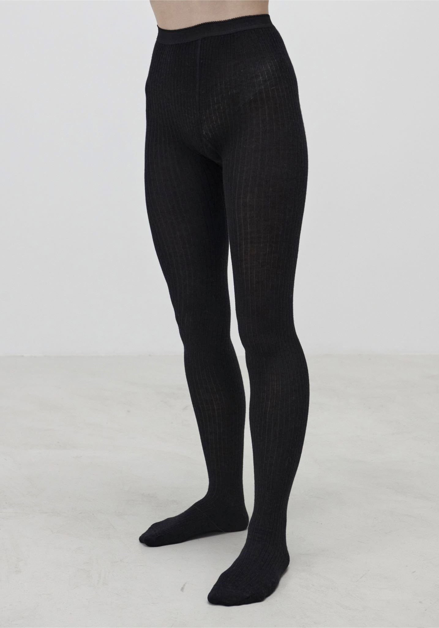 Dres Rib din lână merinos - Black