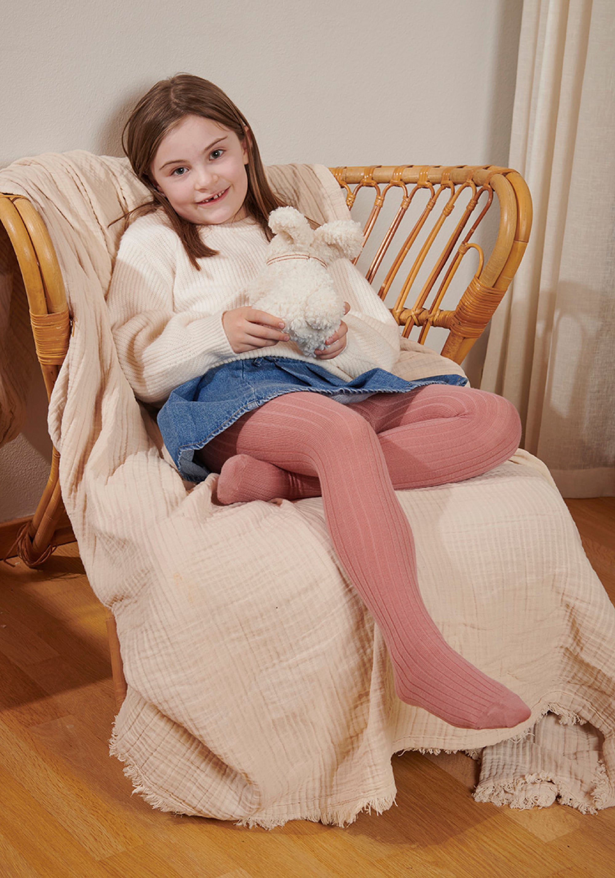 Dres Rib din lână merinos - Vintage Rose