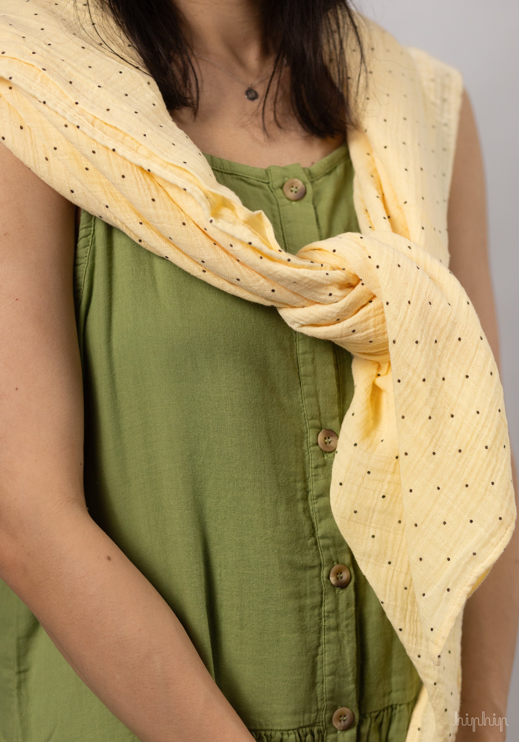 Eșarfă din bumbac - Sesame Points Double Cream