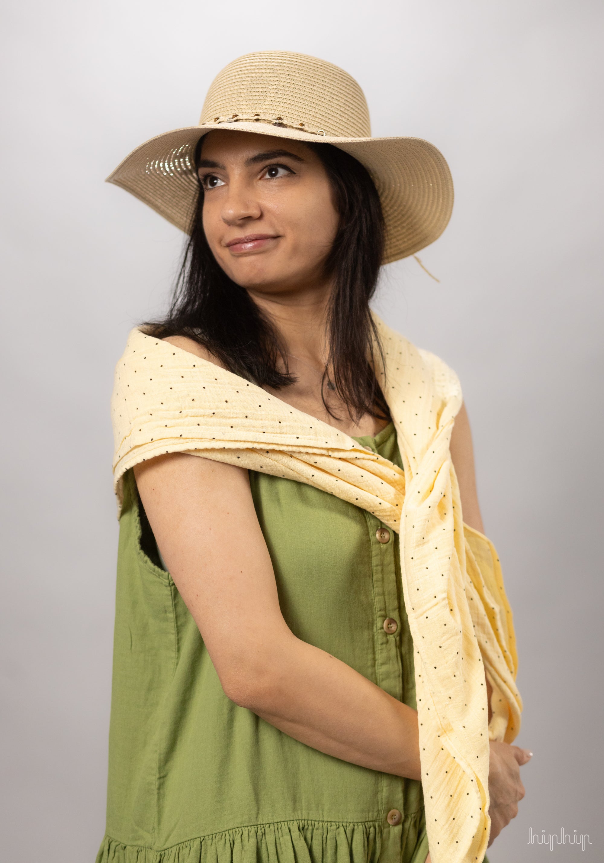 Eșarfă din bumbac - Sesame Points Double Cream