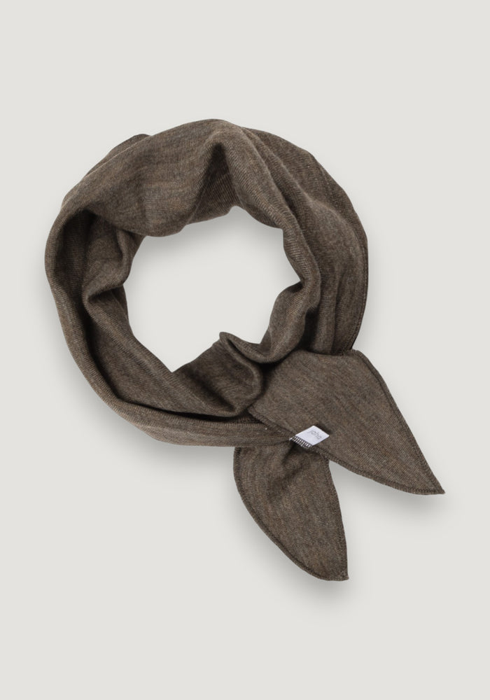 Eșarfă dublată din lână merinos și mătase - Brown Melange
