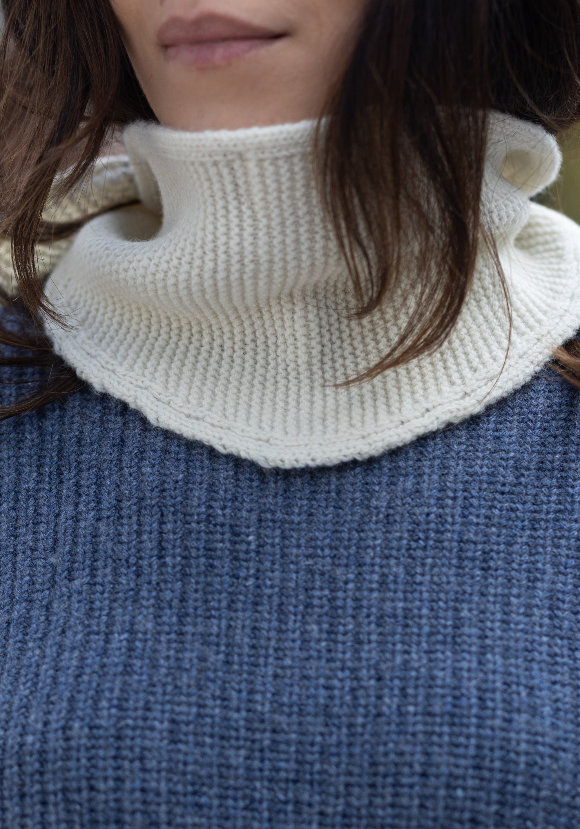 Eșarfă tricotată femei din lână - Scarf Ivory