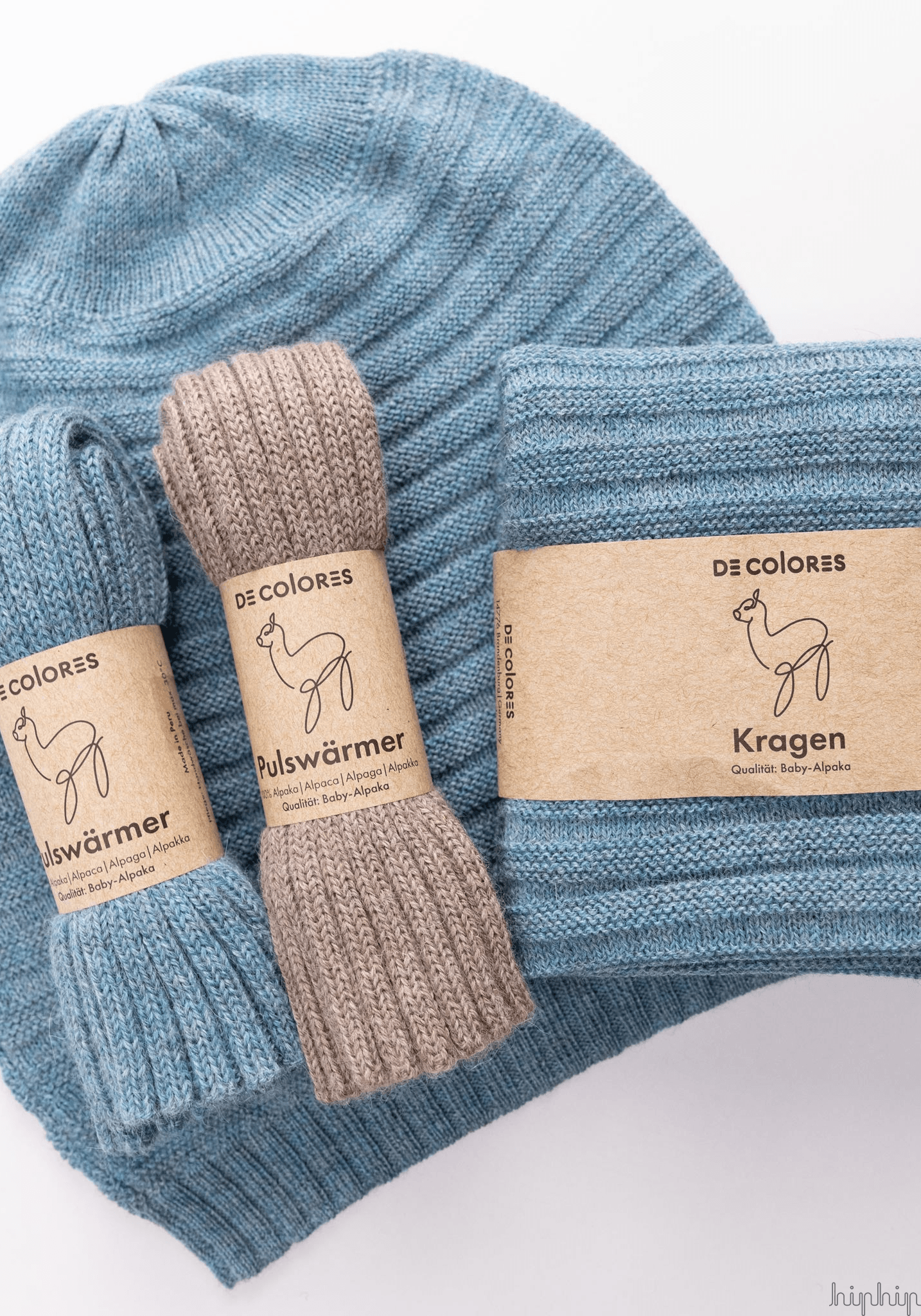 Fular tubular adulți baby alpaca - Dusty Blue Melange De Colores HipHip.ro