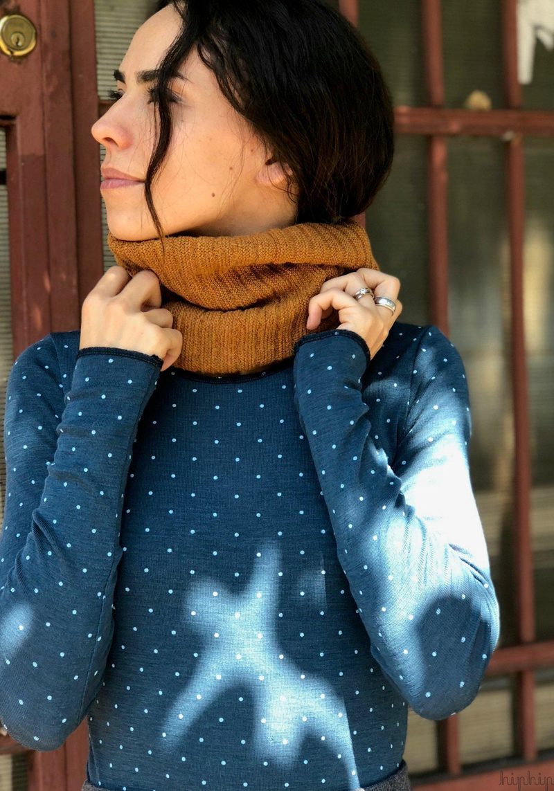 Fular circular adulți baby alpaca - Mustard Melange | HipHip