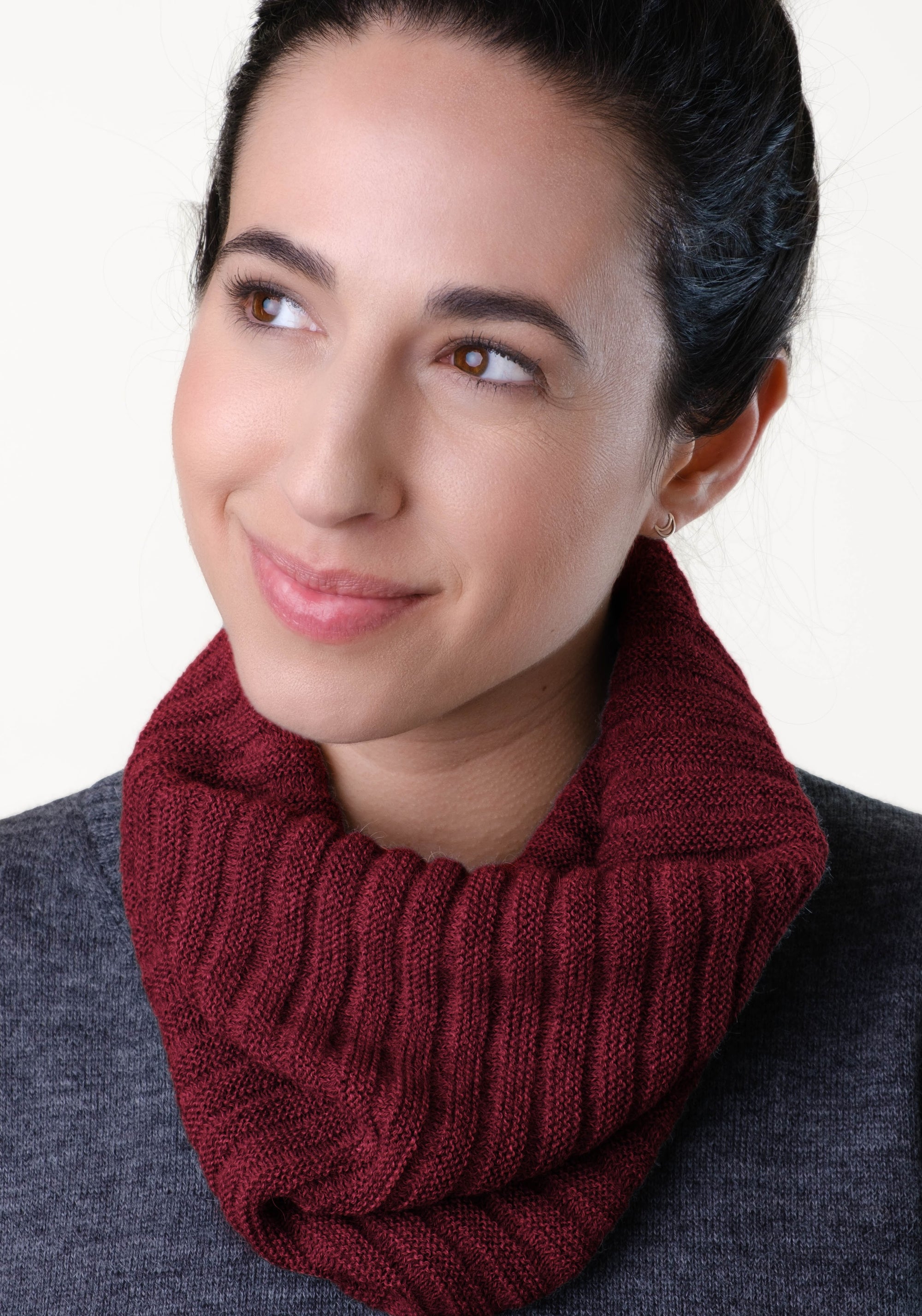 Fular circular din baby alpaca - Bordeaux