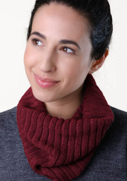 Fular circular din baby alpaca - Bordeaux