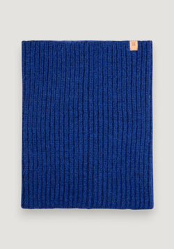 Fular circular din baby alpaca, bumbac și lână merinos - Saphir Blue onesize adulti