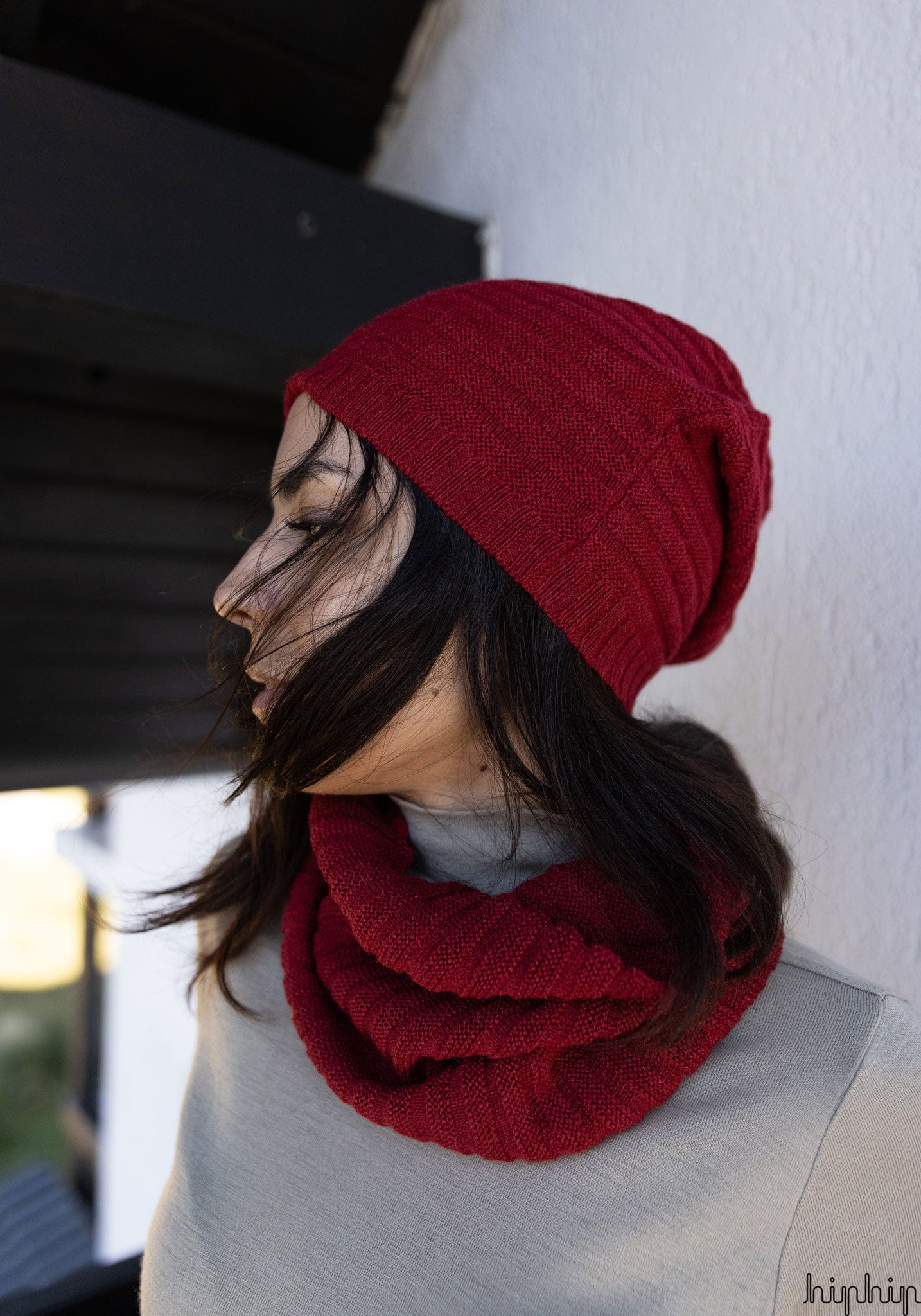 Fular tubular adulți baby alpaca - Cherry Red De Colores HipHip.ro