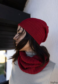 Fular tubular adulți baby alpaca - Cherry Red De Colores HipHip.ro