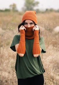 Fular tubular adulți baby alpaca - Rib Papaya De Colores HipHip.ro