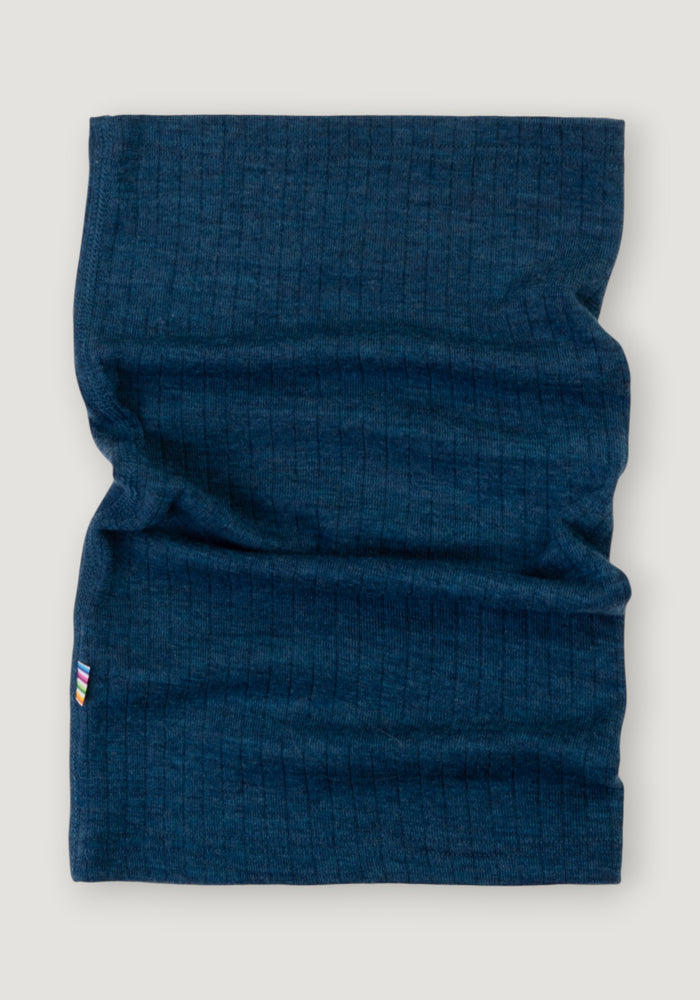 Fular circular din lână merinos - Basic Blue