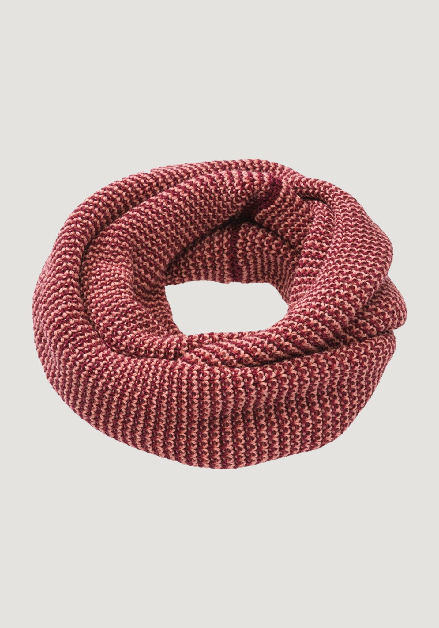 Fular circular adulți din lână merinos - Cassis/Soft Pink