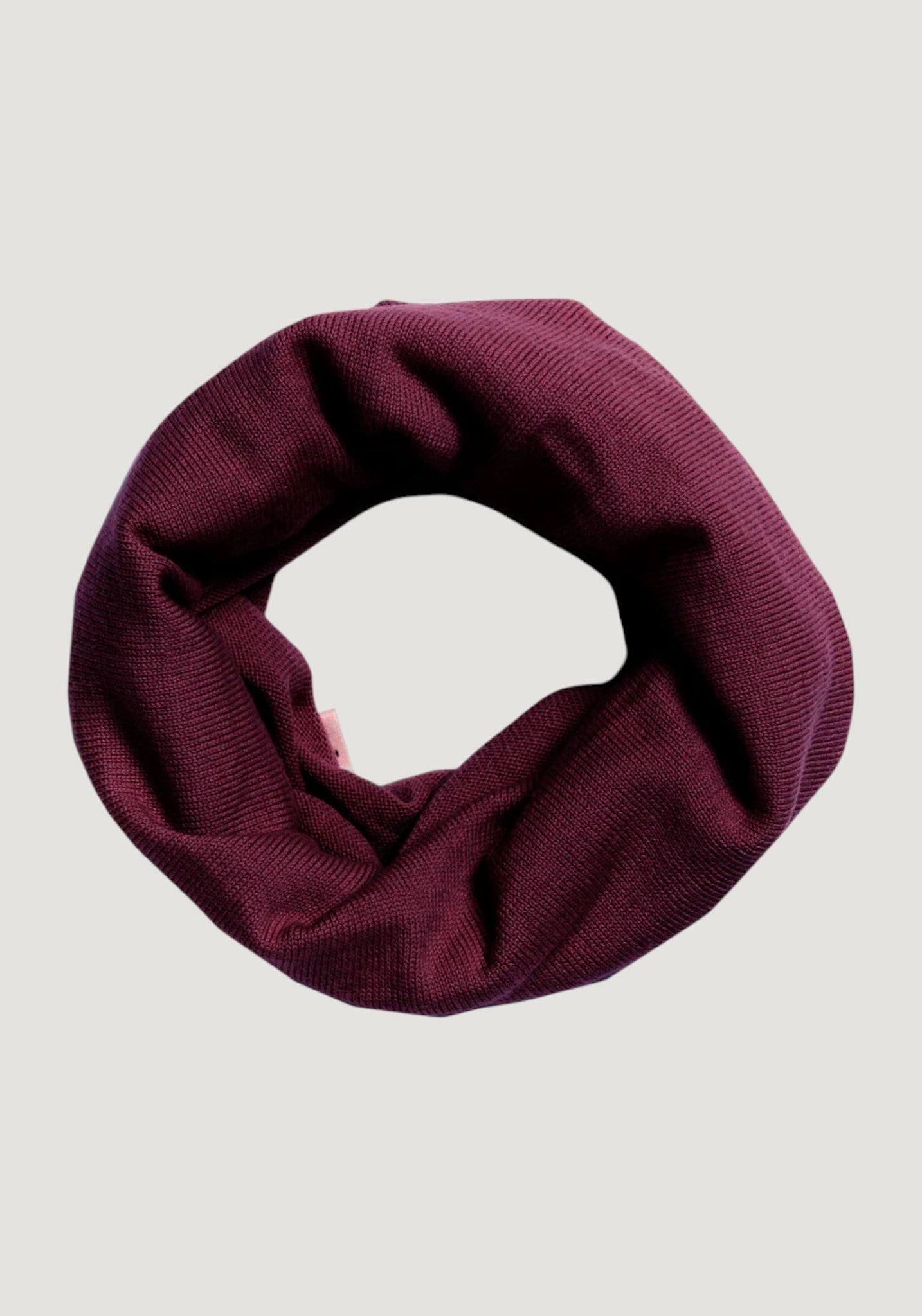 Fular circular din lână merinos - Cherry