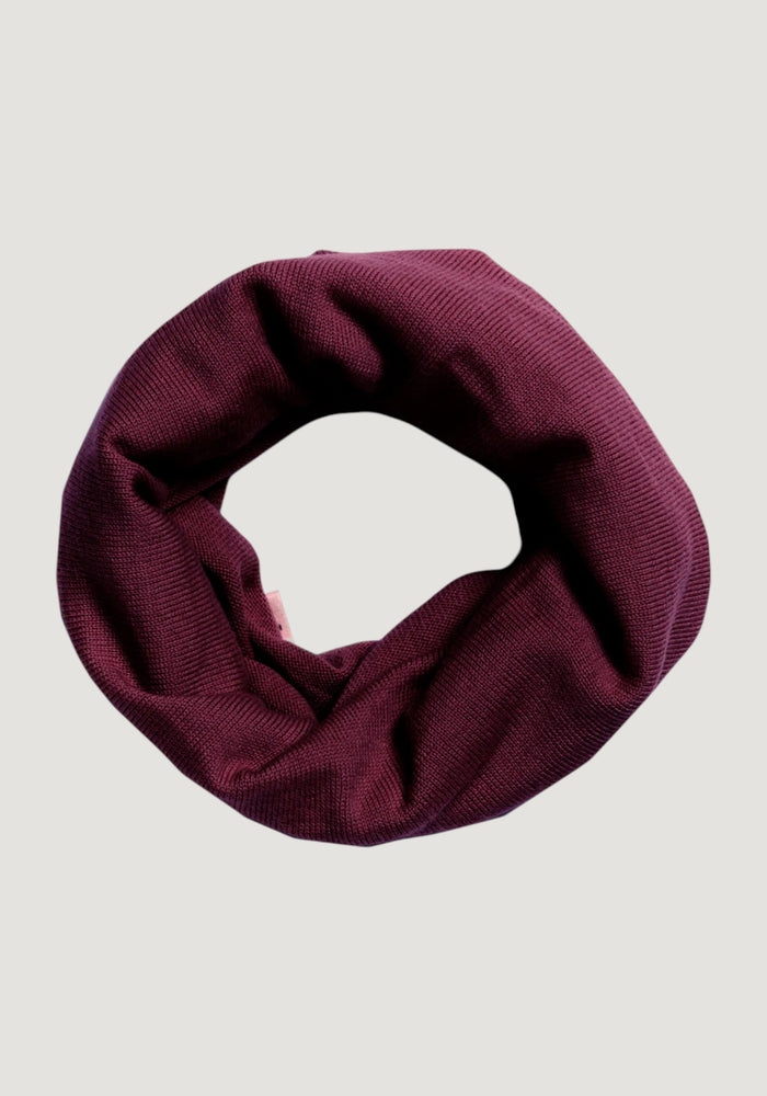 Fular circular din lână merinos - Cherry