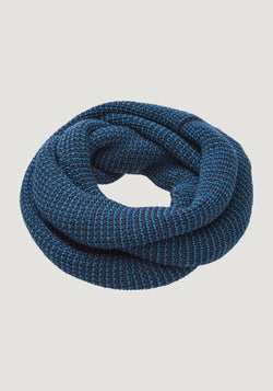 Fular circular adulți din lână merinos - Indigo/Dove Blue