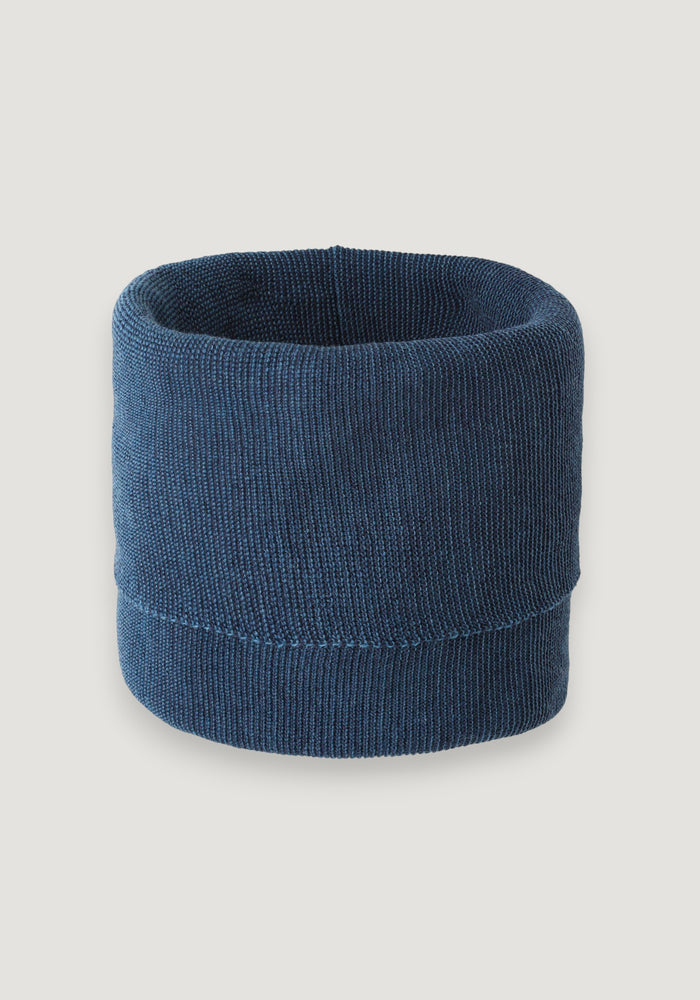 Fular circular din lână merinos - Indigo/Dove Blue