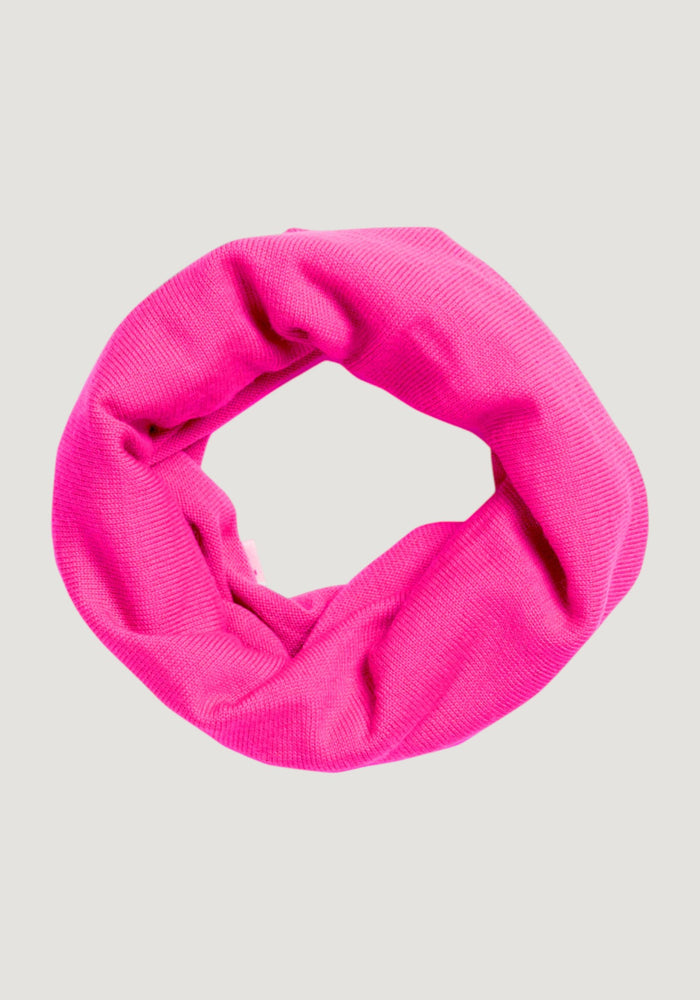 Fular circular din lână merinos - Neon Pink