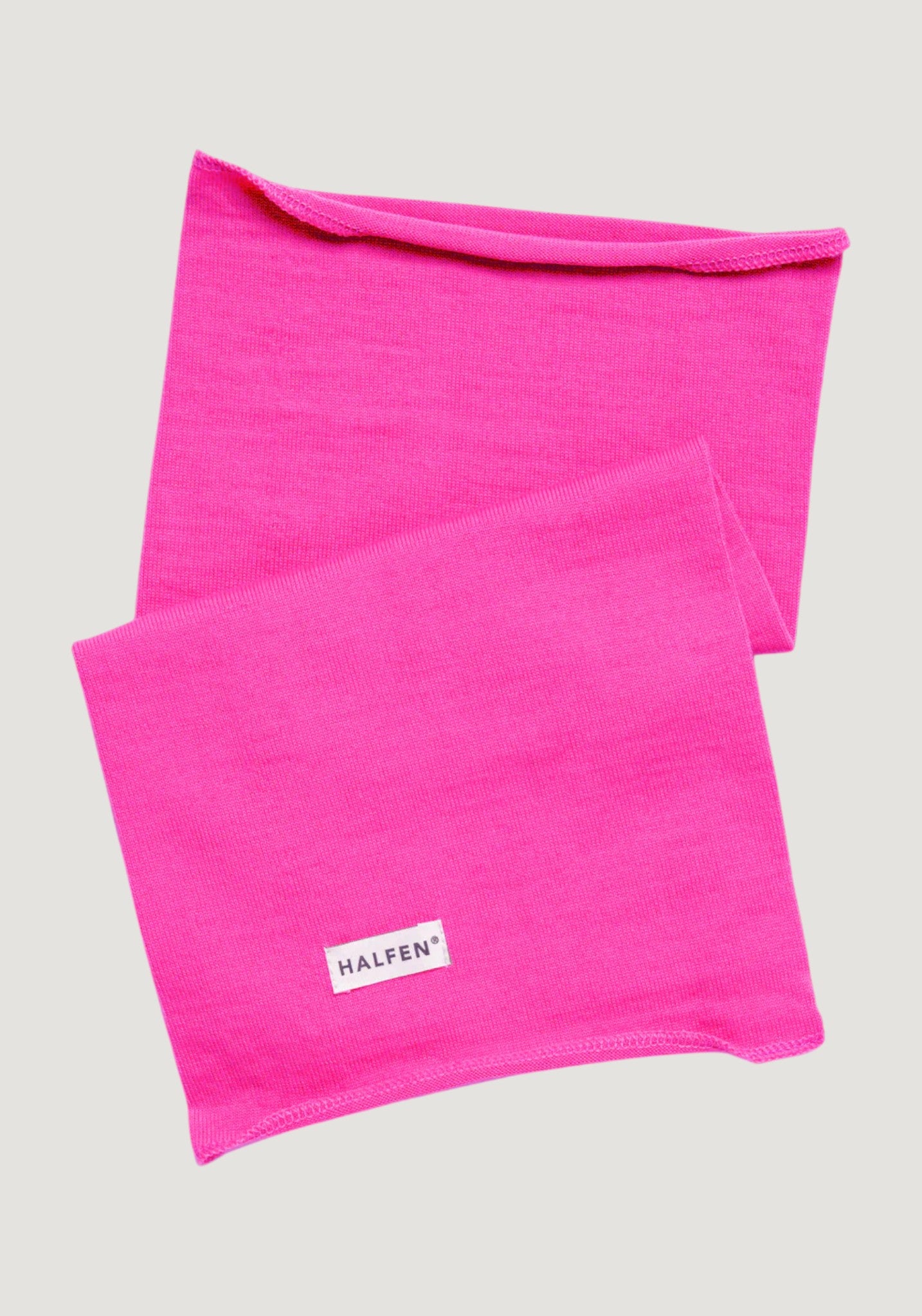 Fular circular din lână merinos - Neon Pink