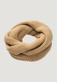 Fular circular adulți din lână merinos - Toffee/Natural