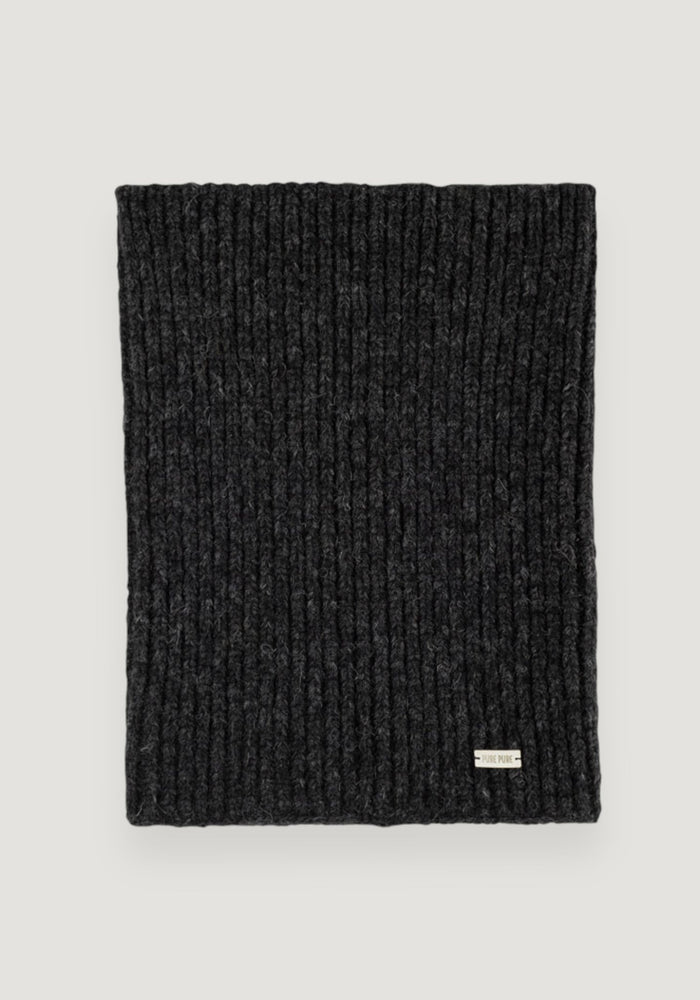 Fular tubular femei din baby alpaca, bumbac și lână - Anthracite onesize adulti