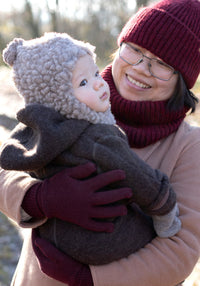 Căciulă Rib femei din baby alpaca, bumbac și lână merinos - Burgundy