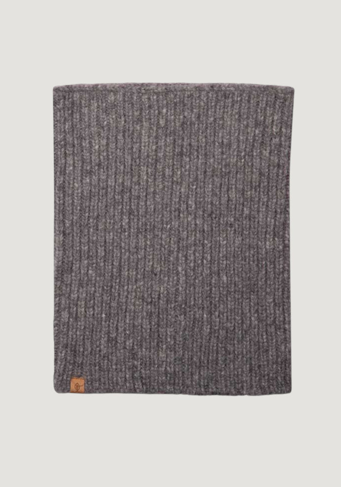 Fular circular femei din baby alpaca, bumbac și lână merinos - Grey Melange