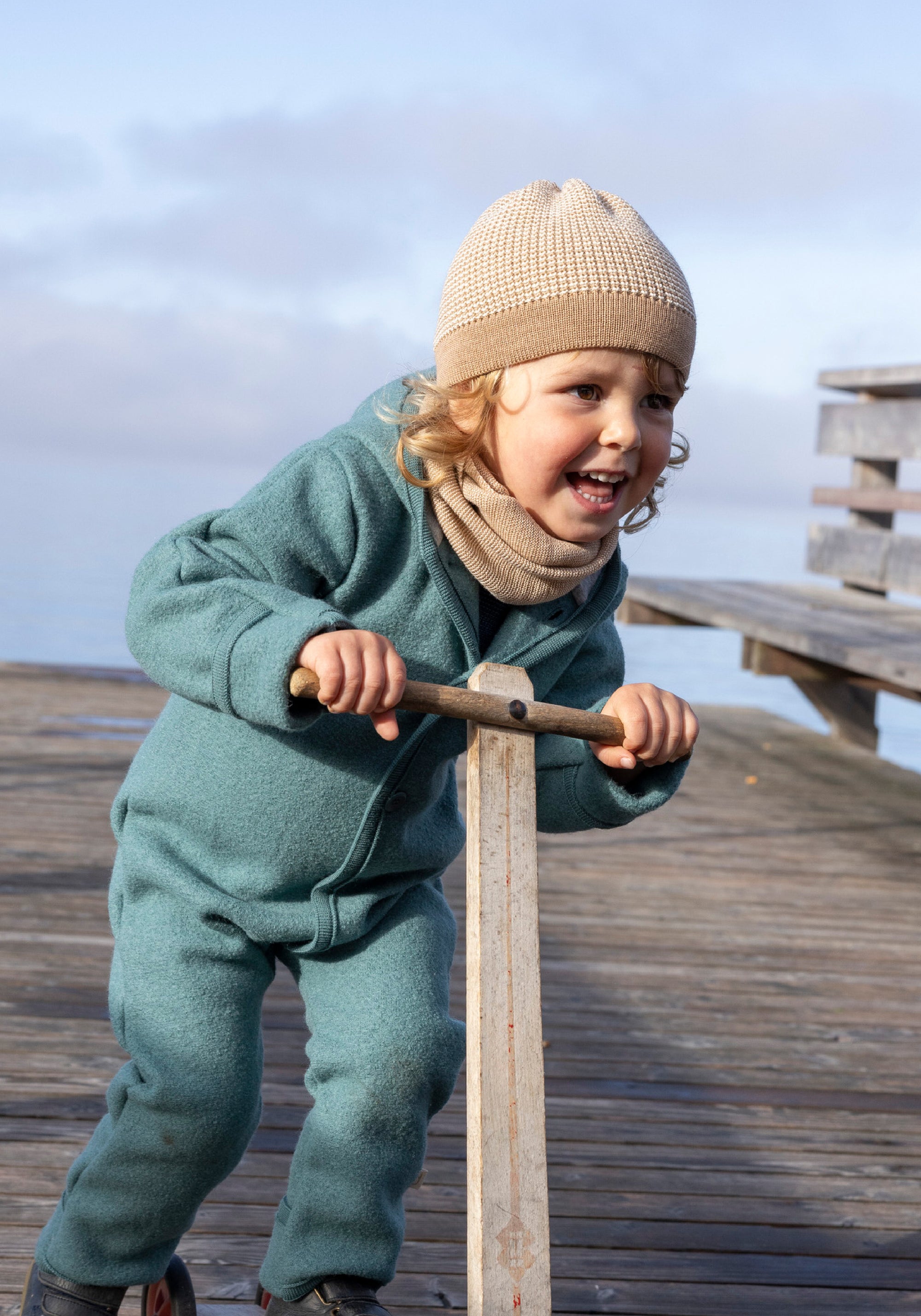 Căciulă lână merinos - Caramel/Natural