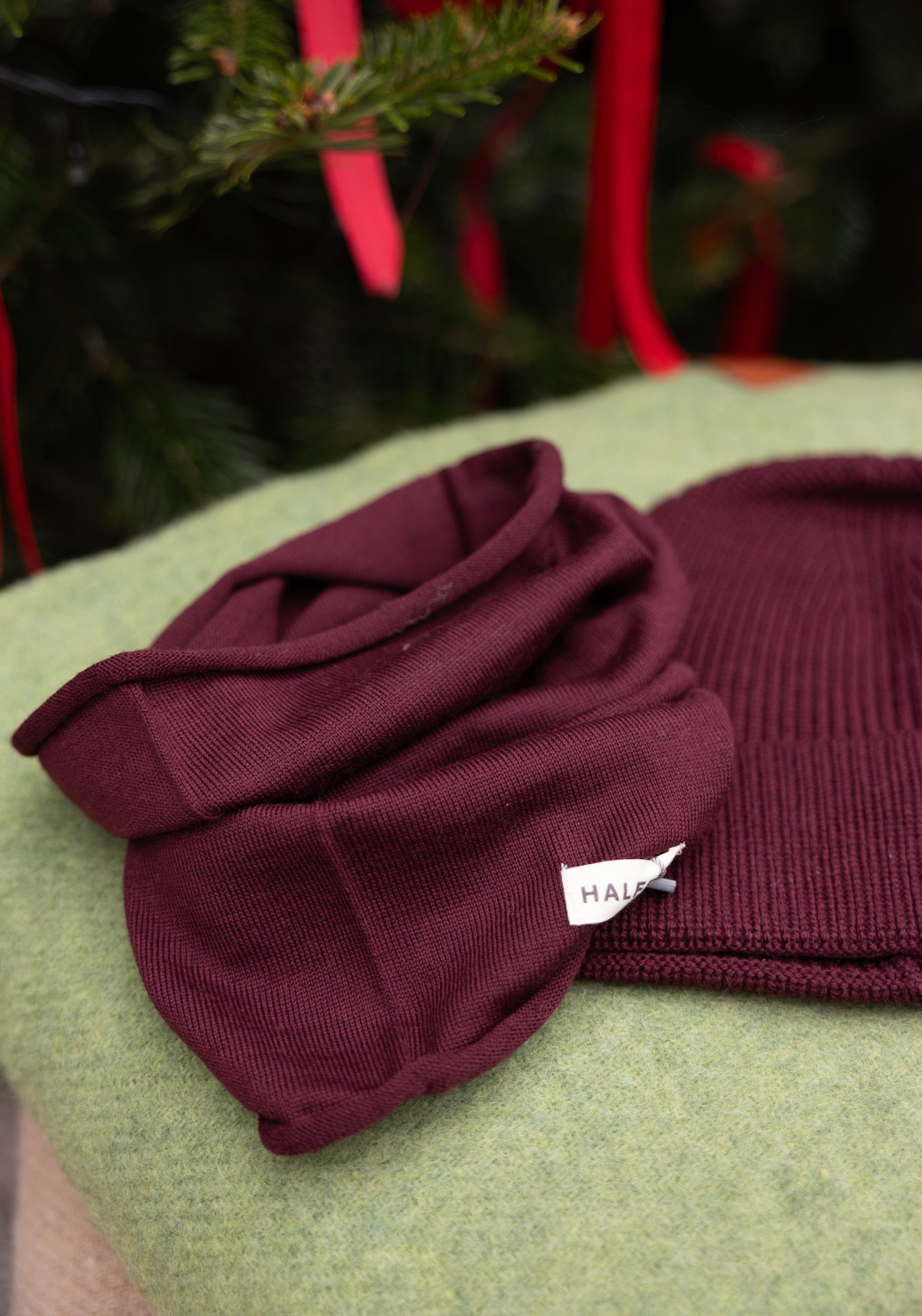 Fular circular lână merinos - Cherry