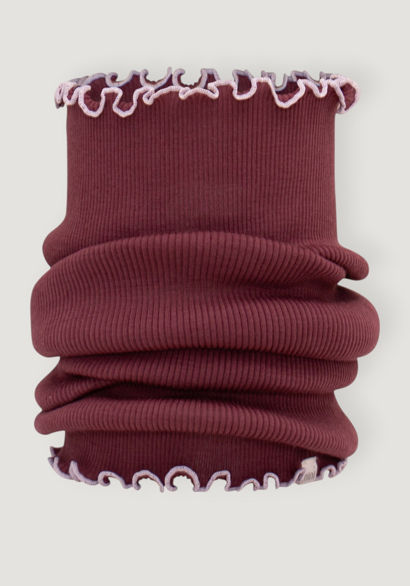 Fular circular seamless din lână merinos - Aha Bordeaux Peony