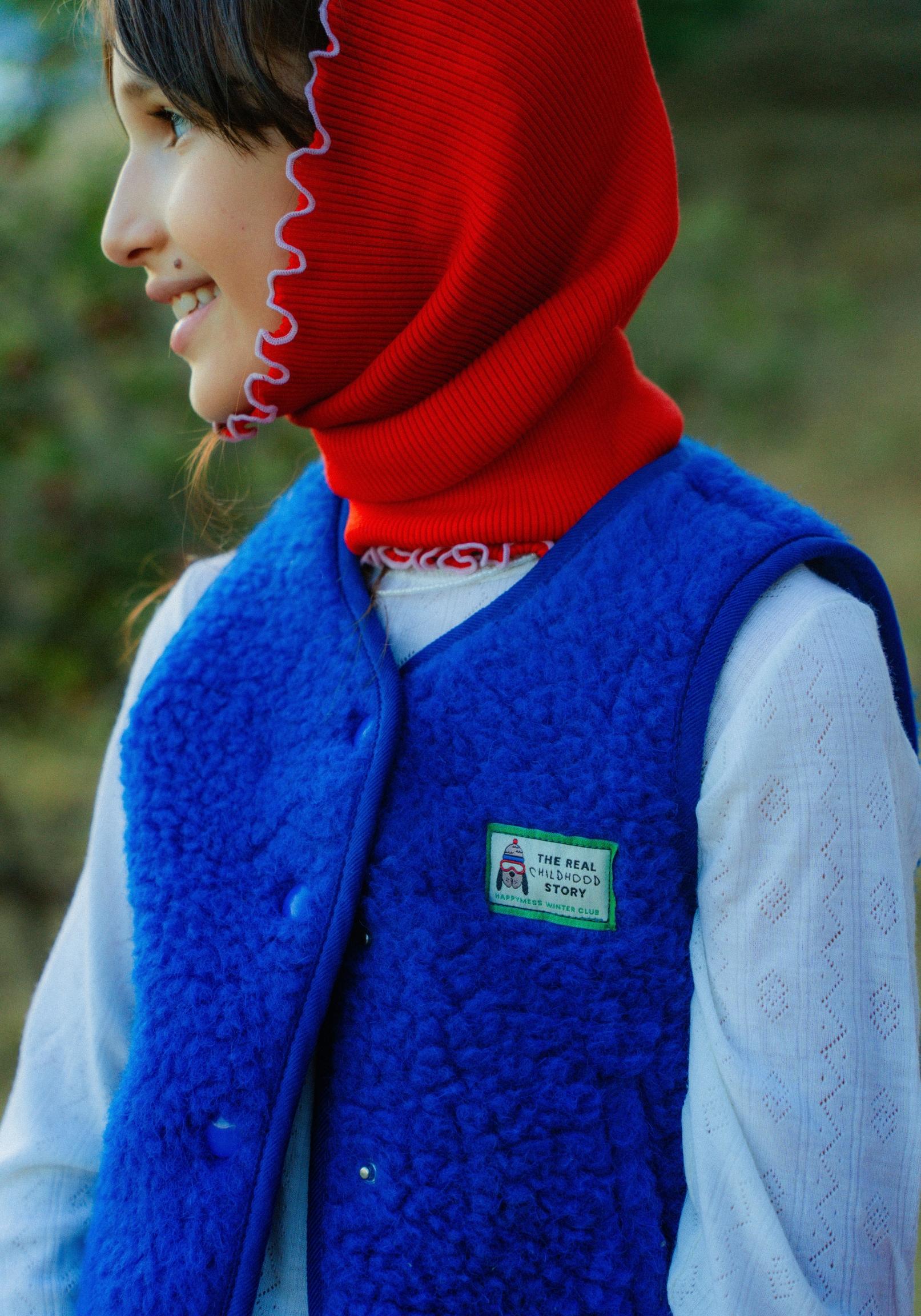 Fular circular seamless din lână merinos - Aha Red Peony