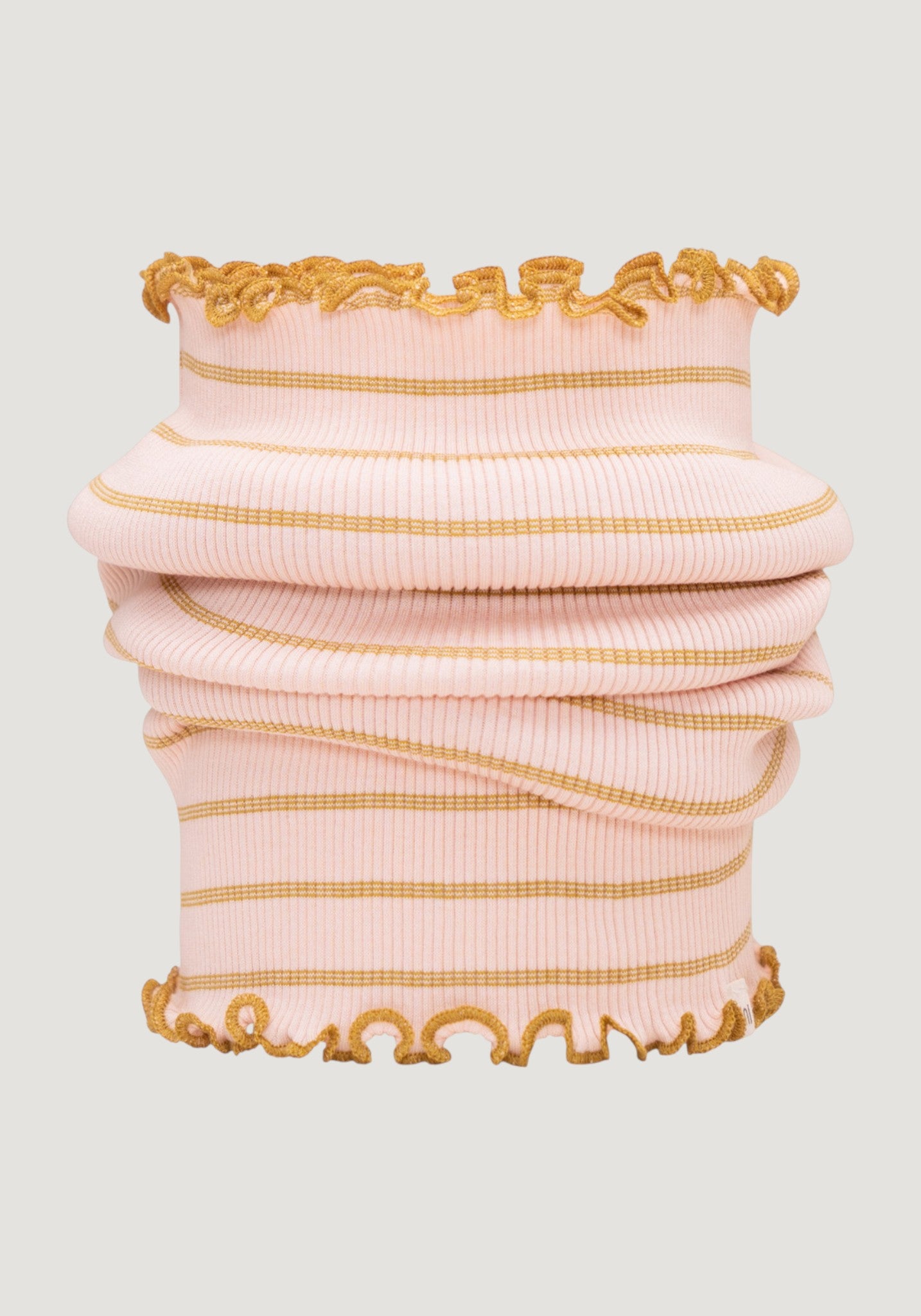 Fular circular seamless din mătase - Birkin Sweet Olive Stripes