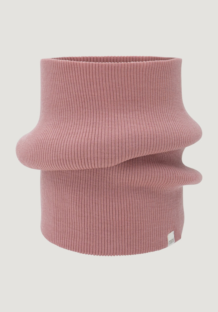Fular circular seamless dublat din lână merinos - Argir Rose