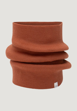 Fular circular seamless dublat din lână merinos - Argir Rust