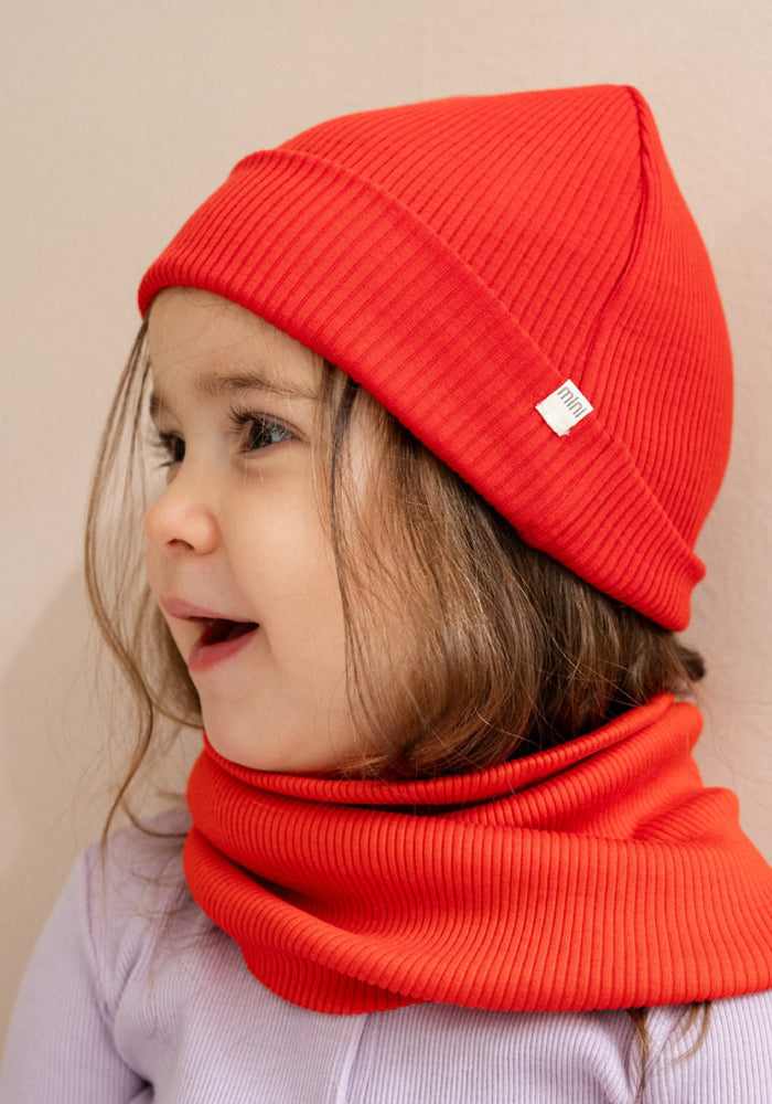 Fular circular seamless dublat din mătase - Birk Red
