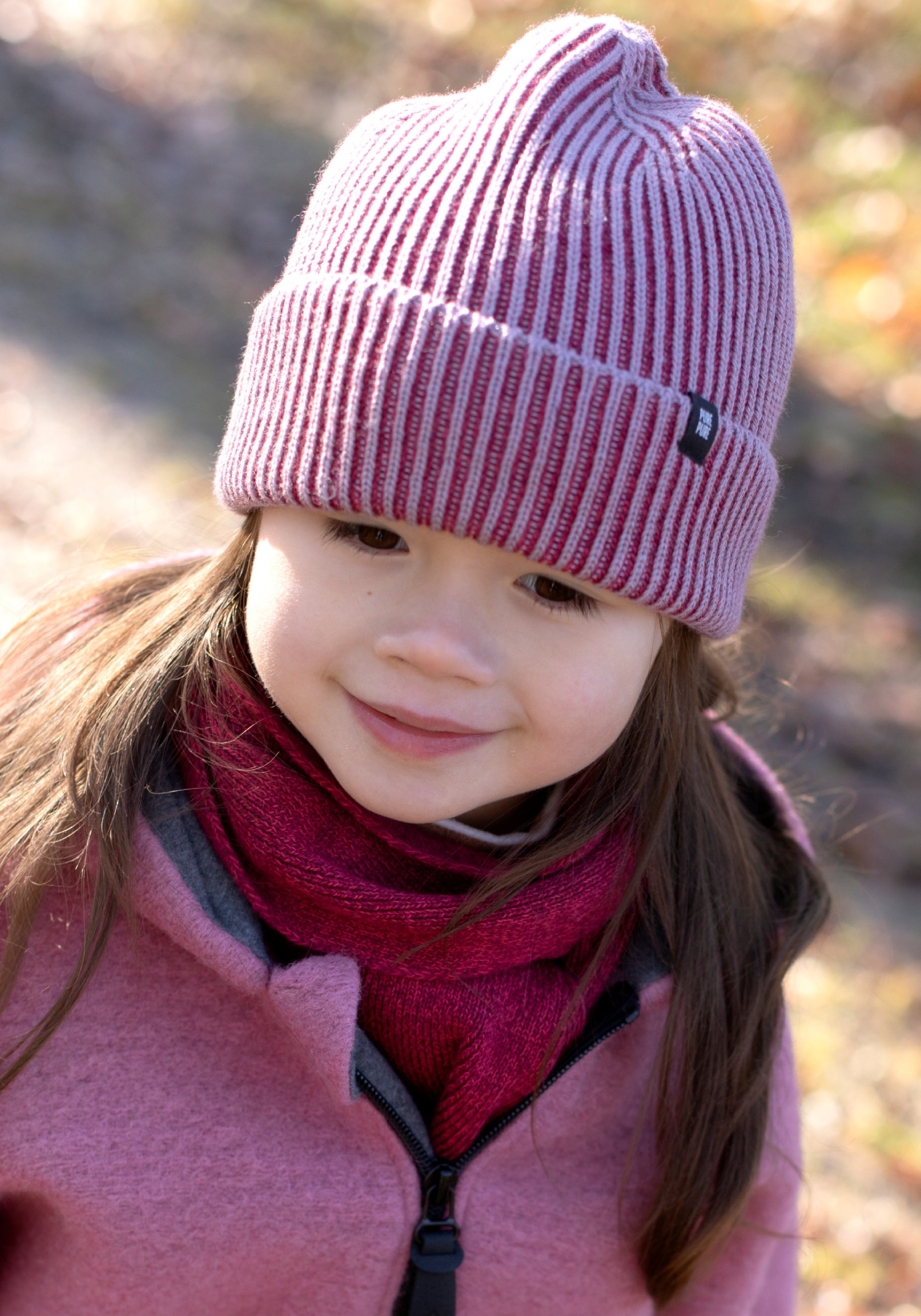 Fular din lână merinos, mătase și bumbac - Berry Red