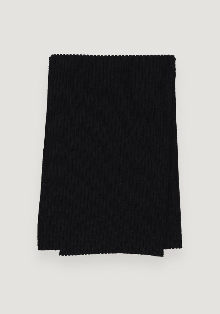 Fular femei din lână merinos - Rib Knit Black onesize adulti