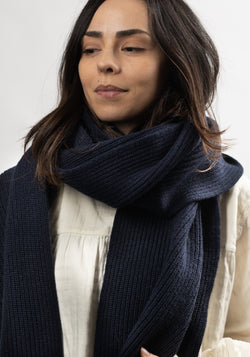 Fular femei din lână merinos și cașmir - Marine