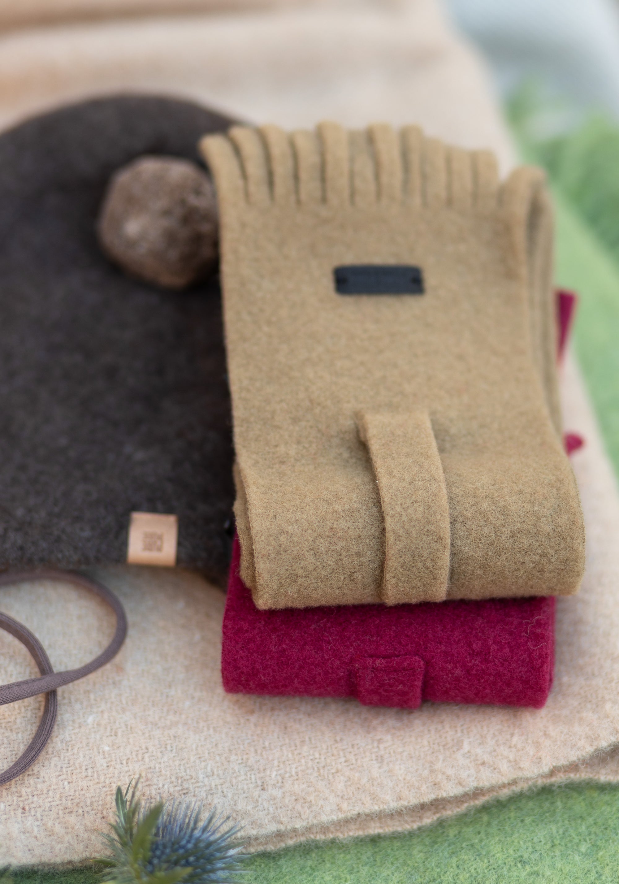 Fular fleece din lână merinos - Berry Red