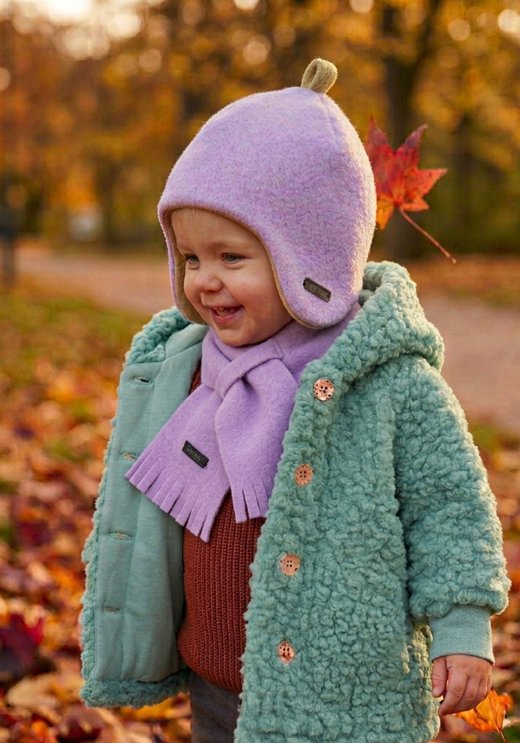 Fular fleece din lână merinos - Lilac