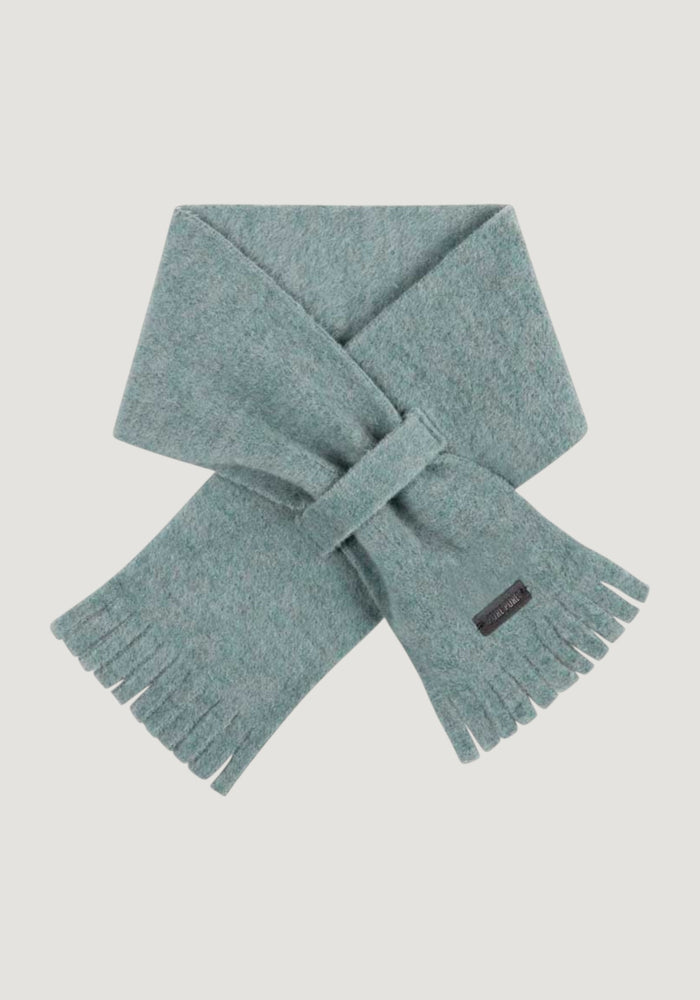 Fular fleece din lână merinosși bumbac - Sage