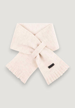 Fular fleece din lână merinos și bumbac - White