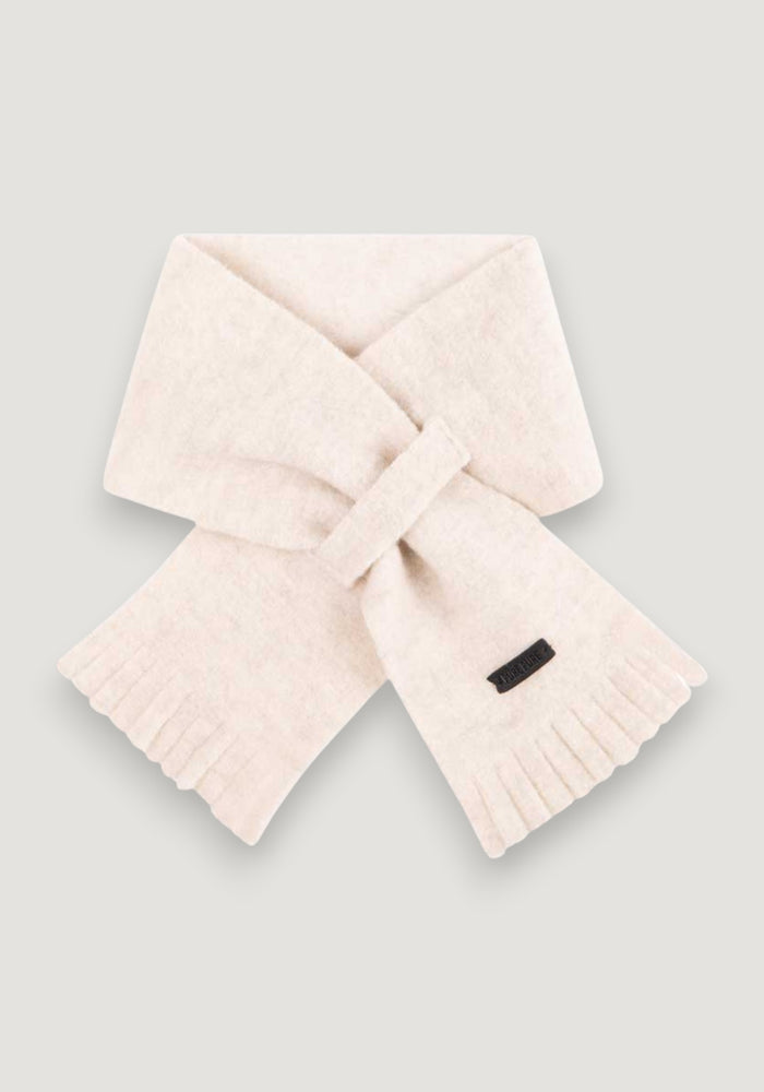 Fular fleece din lână merinos și bumbac - White