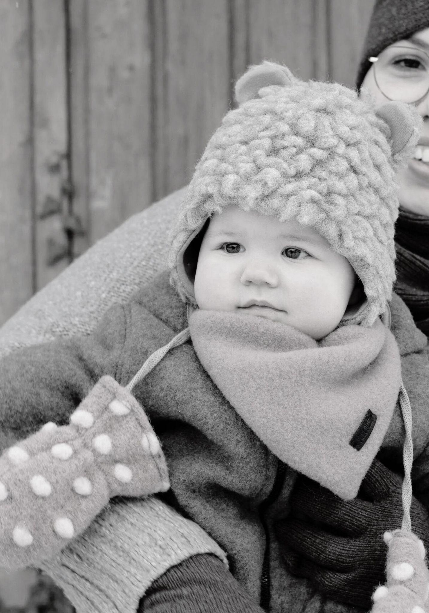 Fular triunghi fleece din lână merinos - Nautic Blue